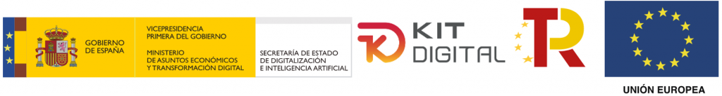 Logos Programa Kit Digital - Gobierno de España, Plan de Recuperación, Transformación y Resiliencia, Unión Europea NextGenerationEU